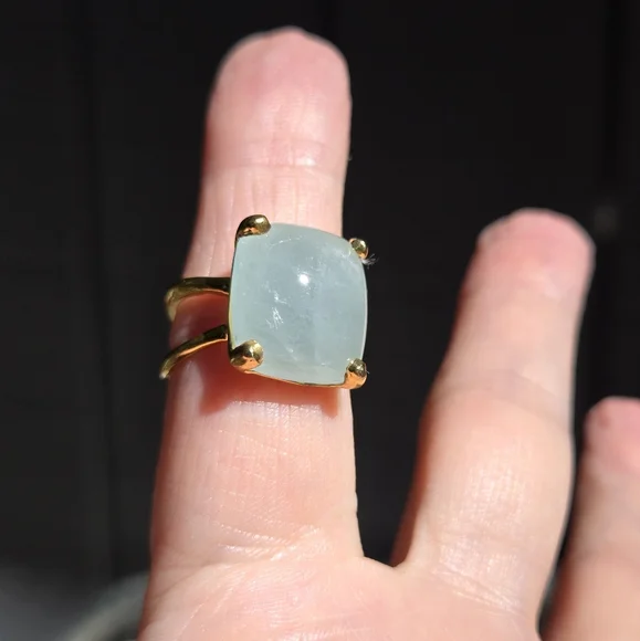 12k Aquamarine cushion cut 24k gold ring sz7 - Picture 4 of 9